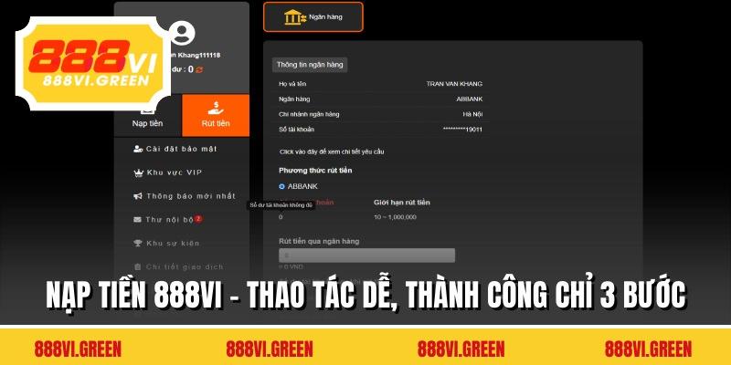 Nạp Tiền 888VI - Thao Tác Dễ, Thành Công Chỉ 3 Bước